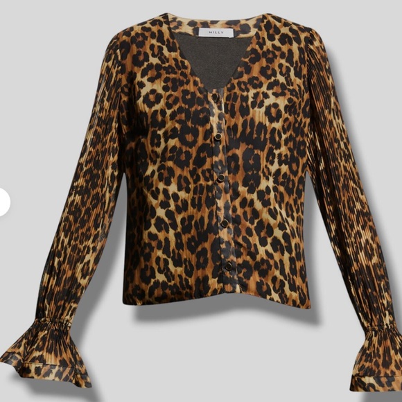 Milly Greer Leopard Blouse NWOT - Picture 3 of 8